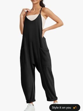 Black Relaxed Fit Jumpsuit Overalls